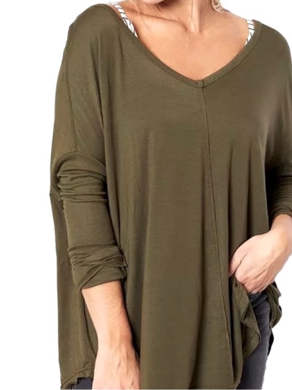 NWT Free People Moonshine Tunic Top, sz M, Army green